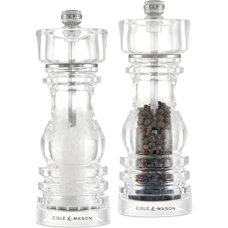 Cole & Mason H233107 Salz- und Pfeffermühlen-Set Transparent Acryl Pfeffer Salz 180 mm – Bild 1