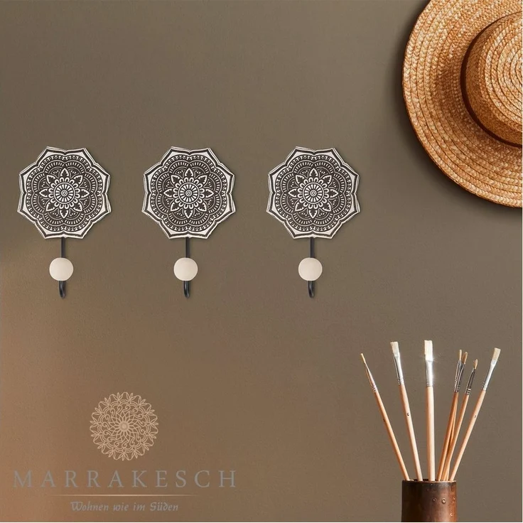 Marrakesch Orient & Mediterran Interior Wandhaken Orientalische Wandhaken Hares im 3er Set, Kleiderhaken, Türhaken, Handarbeit – Bild 3