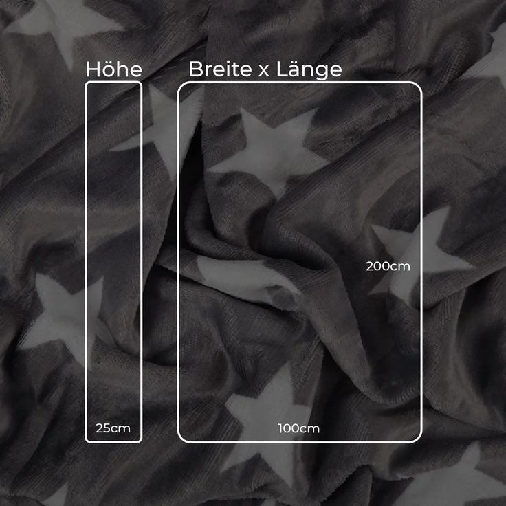 Spannbettlaken Cashmere Touch 90-100 x 200cm Anthrazit Sterne – Bild 2