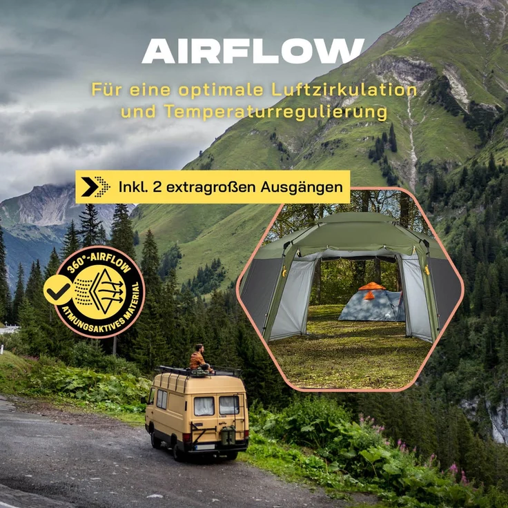 Where Tomorrow Pop up Pavillon | Faltpavillon & Partyzelt für Camping, Outdoor, Festival | stabil u. wasserabweisend | Gartenpavillon mit Insektenschutz, Sonnenschutz & Regenschutz – Bild 7