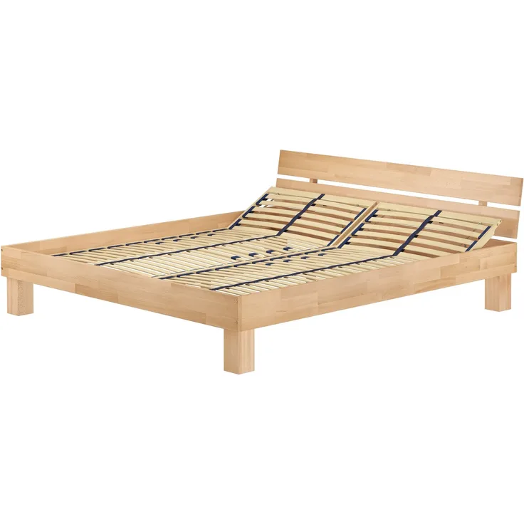 Doppelbett Buche natur Massivholzbett lackiert 180x200 Futonbett V-60. 80-18Federholzrahmen inkl.
