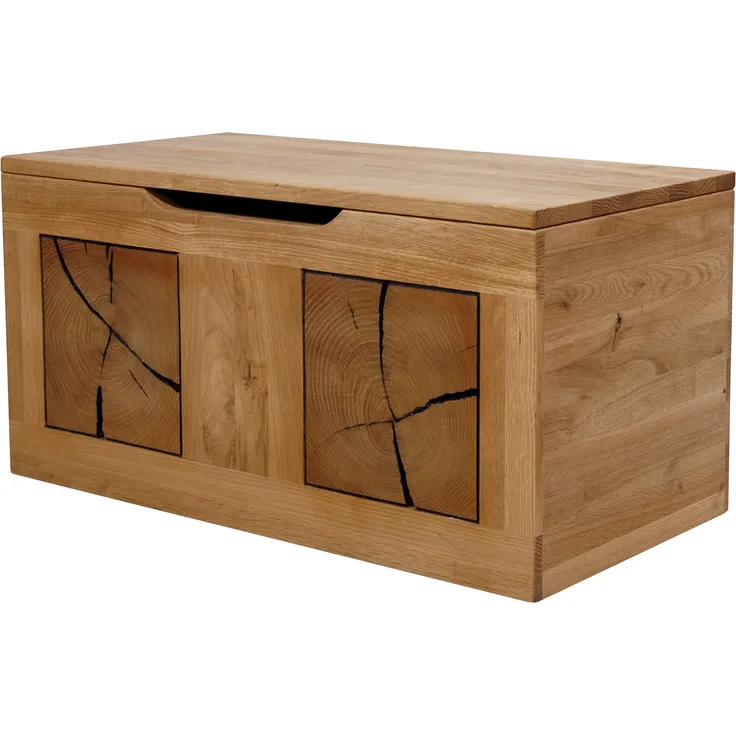Truhenbank >KM-0660< in braun aus Wildeiche massiv geölt - 80x40x40cm (BxHxT)