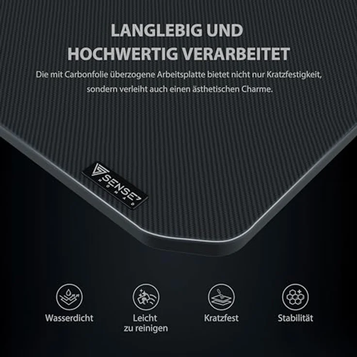 SENSE7 Schreibtisch Nomad Basic, Gaming Tisch 100x50, PC Tisch mit Kopfhörerhaken, Getränkehalter, Controller Halter, Gaming Computertisch mit Kohlefaseroberfläche, Ergonomischer Gaming Desk – Bild 7