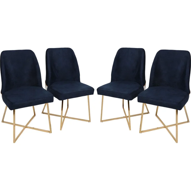 Skye Decor 'Madrid 908 V4' Stuhlset (4-teilig), Gold / Dunkelblau, 50 x 90 x 49 cm – Bild 1