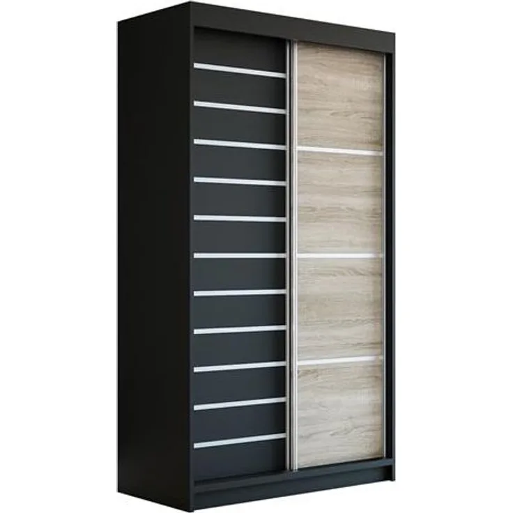 Schwebetürenschrank COLIN 2-türig Schrank 120 cm Farbe: Schwarz , sonoma