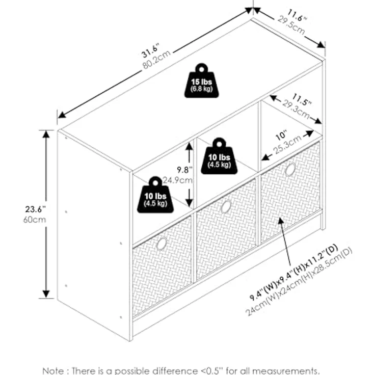 Furinno Cubic Kleiderschrank-Organizer und Aufbewahrung, 6-Fach Würfelregal mit Boxen, Offenes Regal Kleiderschrank-Aufbewahrung, für Kleiderschrank, Schlafzimmer, Wohnzimmer, Americano/Mittelbraun – Bild 3