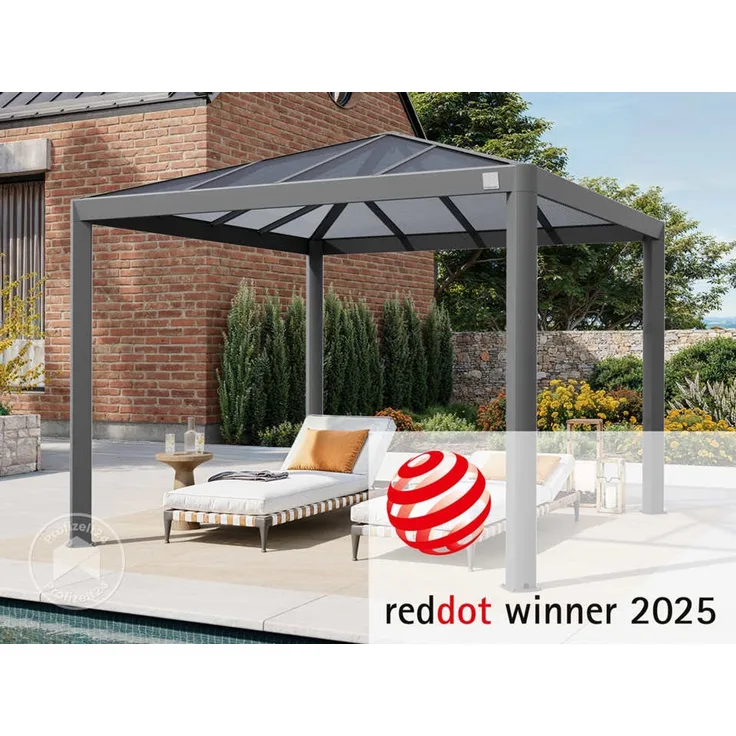 PRIMEYARD Gartenpavillon 3x3 m mit Polycarbonatdach - Hardtop Pavillon ohne Seitenteile