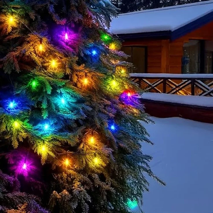 Spetebo LED-Lichterkette Lichterkette mit Timer und 8 Leuchtfunktionen - soft bunt, 120-flammig, mit 8 Leuchtfunktionen und Timer – Bild 6