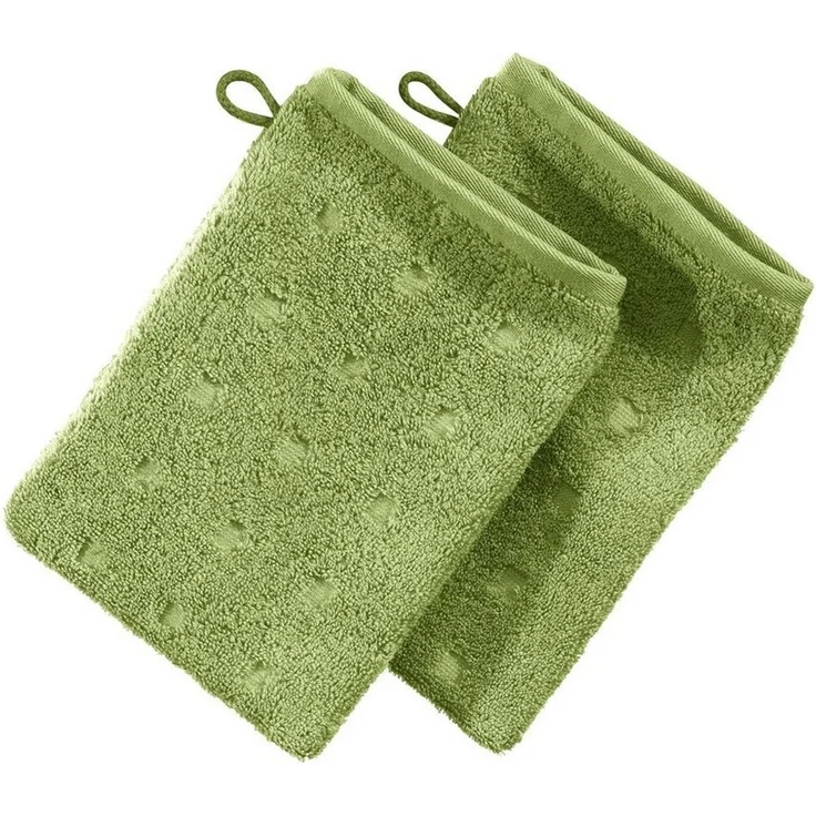 Möve Waschhandschuh Waschhandschuh 2er-Pack "Quadretti", Frottier (2-St), Walk-Frottier Uni – Bild 1