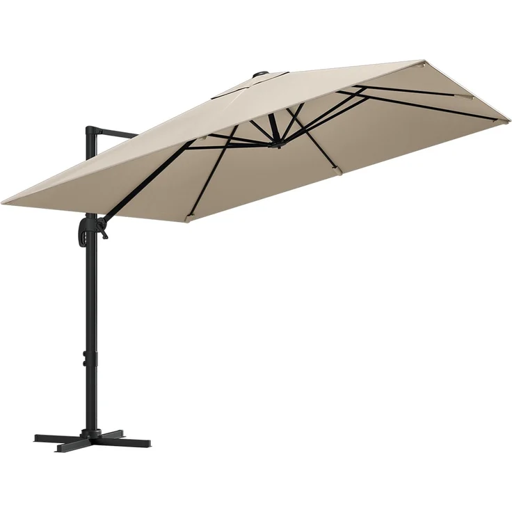 STEELSØN 'Elaris' Premium Sonnenschirm 300x300 cm quadratisch, neigbar und 360-Grad drehbar, taupe, Ampelschirm inkl. Hülle, extrem robuste Metall-Stange, 220 g/m² Polyester, UV50+ – Bild 11