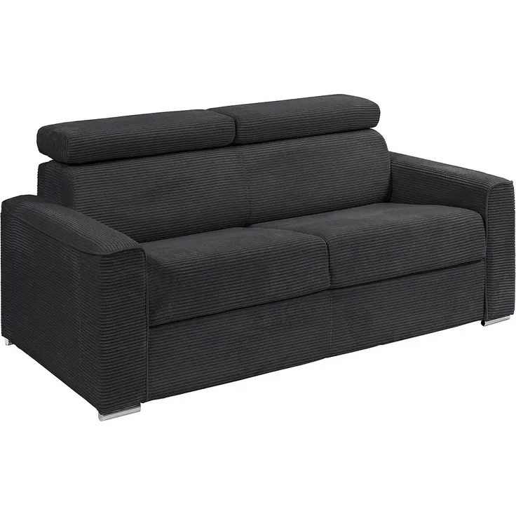 Vente-unique - VIZIR Sofa SamtStoff Grau - B 223 cm94 cm x H 110 cm95 cm x L 196 cm – Bild 2