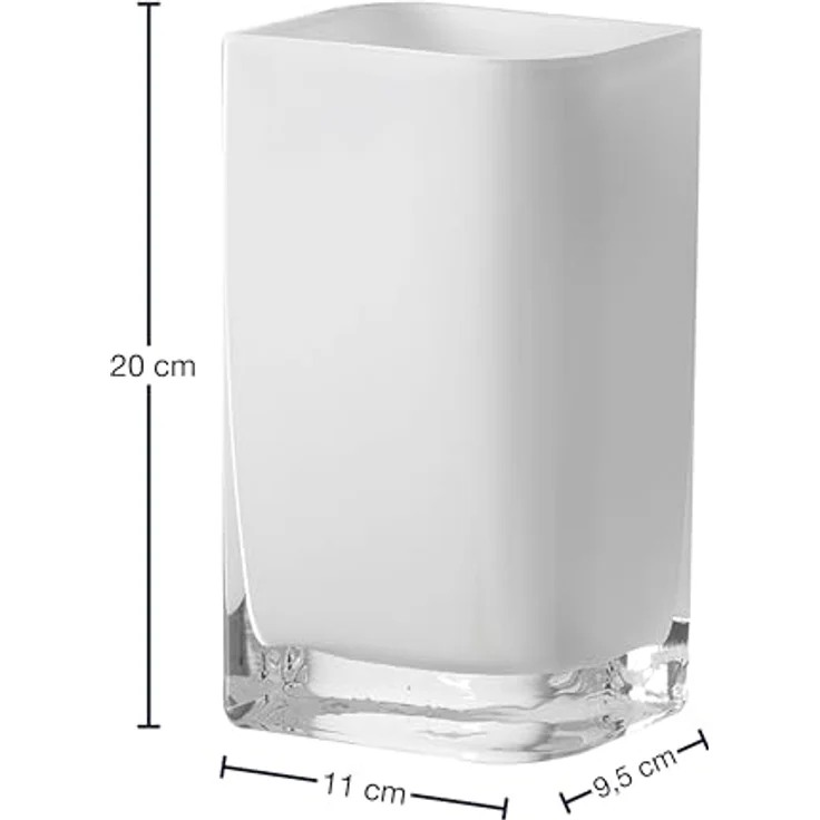 LEONARDO HOME Lucca Tisch-Vase aus handgefertigtem Glas, moderne rechteckige Deko-Vase in weiß, 20 x 11 x 9,5 cm – Bild 2