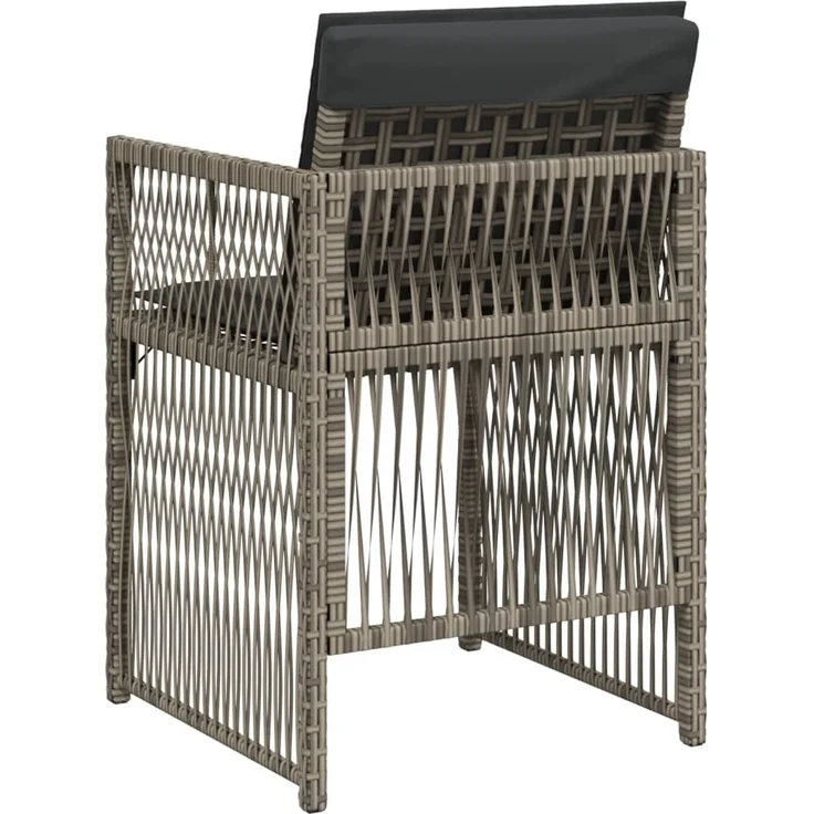 vidaXL Gartenstühle mit Kissen 4 Stk. Grau Poly Rattan 364968 – Bild 6