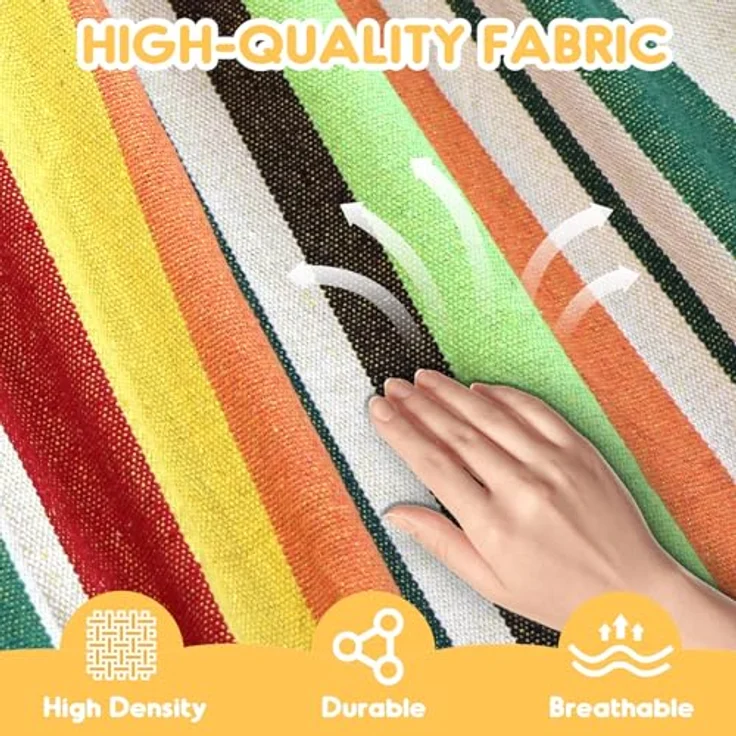 ANYOO Hängematte Outdoor Baumwolle Bequemer Stoff mit Baumfreundlichen Gurten zum Aufhängen, Robuste Tragbare Hängematte mit Reisetasche für Garten, Indoor, Balkon, Terrasse, Camping – Bild 8