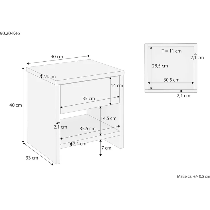 Nachtkommode Nachttisch Nachtschrank Eiche geölt 90.20-K46 – Bild 3