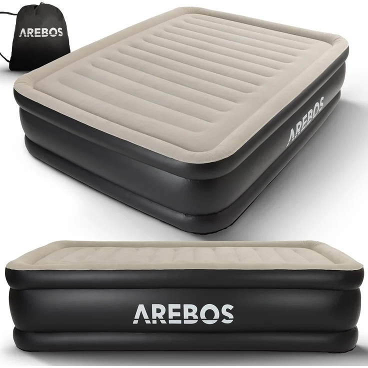 Arebos Luftbett, Selbstaufblasend mit Pumpe, Pumpe 2in1 Funktion: Inflation & Deflation, 203 x 152,5 x 51 cm – Bild 1