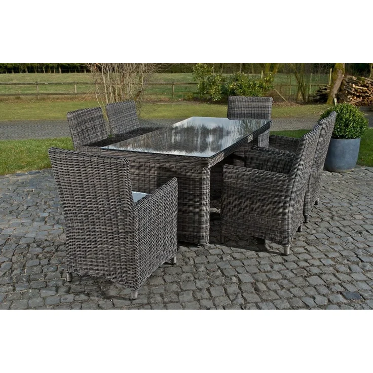 CLP Polyrattan Sitzgruppe Fontana,grau-meliert cremeweiß – Bild 8