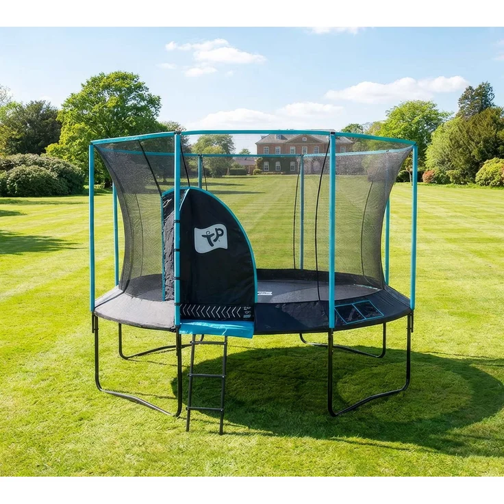 TP Toys Trampolin 'Genius 12' | inkl. Sicherheitsnetz | Schwarz/blau | 365 x 365 x 269 cm