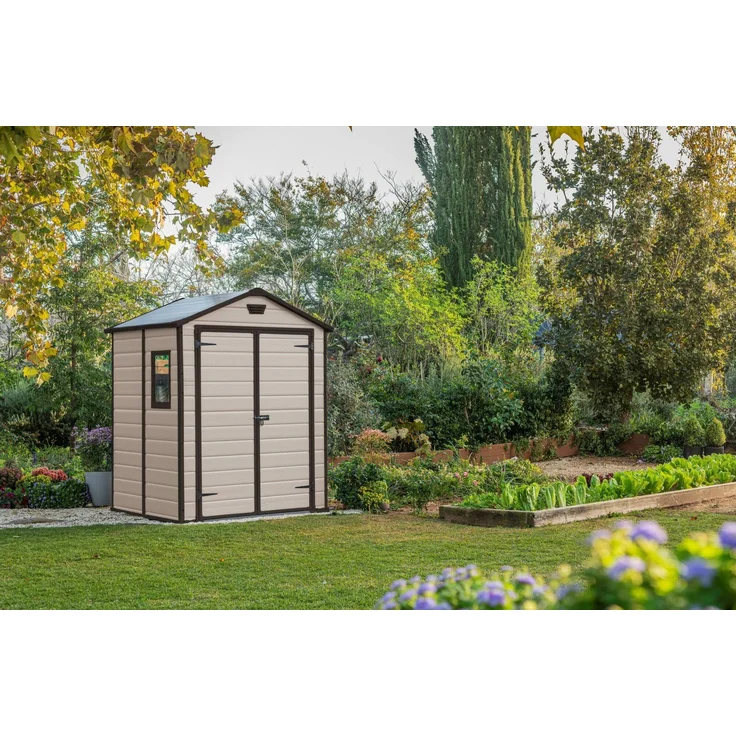 Dmora Gartenhaus Cranbrook, Gartenhütte, Gartenhaus, Werkzeugschuppen, 185x152 h226 cm, Beige – Bild 2