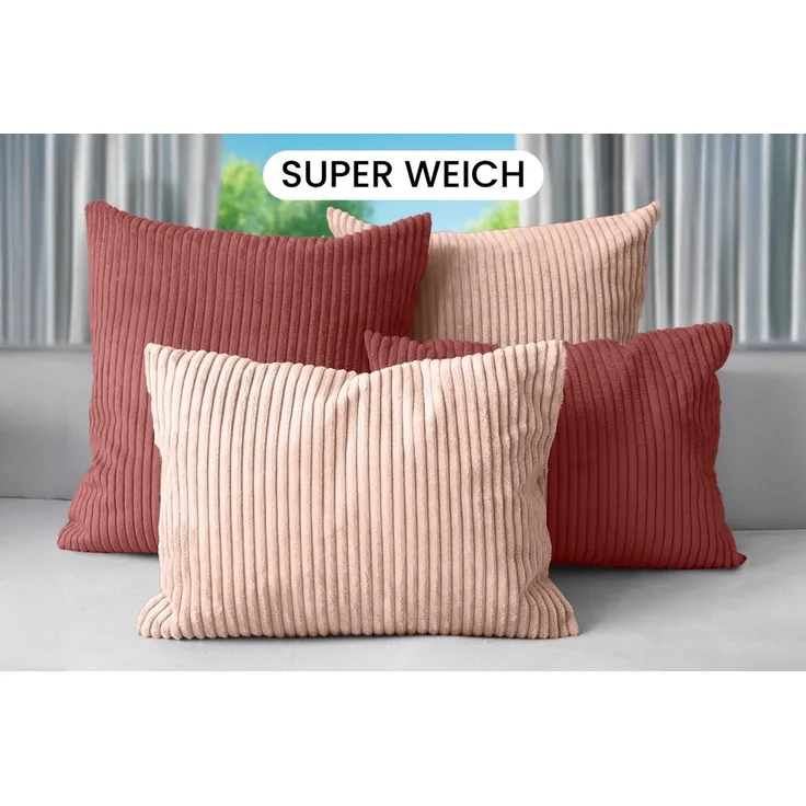 Amilian Dekokissen Sofakissen Cord-Optik 4er Set mit Füllung 2x 40x40 + 2x 35x45 cm, mit Füllung, Hotelverschluss, formstabil