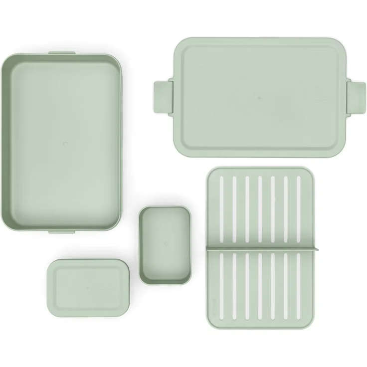 Brabantia - Make & Take Brotdose Bento - Groß - Herausnehmbare Fächer - Deckel mit Klickverschluss - Gefriergeeignet - Spülmaschinen- & Mikrowellenfest - Light Grey - 25,5 x 16,7 x 6,2 cm – Bild 3