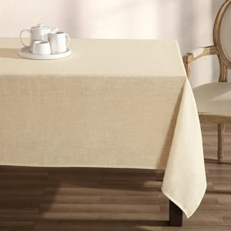 Laura Ashley Harper Luxuriöse Glatte Stoff-Tischdecke für formelle oder legere Abendessen, Urlaub, Bankett, Hochzeit oder Party, 152,4x213,4 cm, Gelb – Bild 3