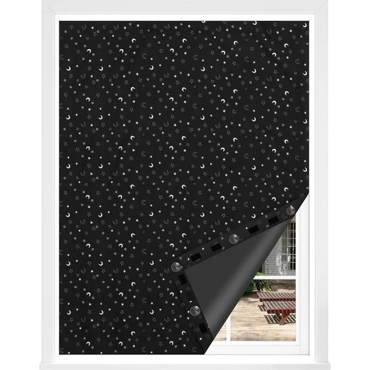 Verdunklungsrollo, Woltu, verdunkelnd, Saugnäpfen, Saugnäpfen & Klettverschlüssen, mit Saugnäpfen & Klettverschlüssen, Tragbar Verstellbar