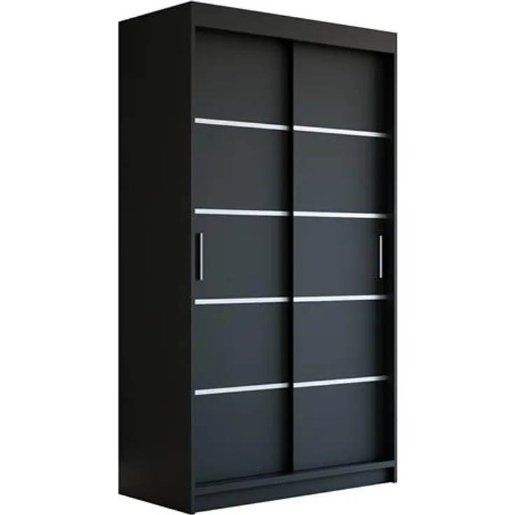 Schwebetürenschrank PARIS 2-türig Schrank 120 cm (mit Spiegel) Farbe: Schwarz