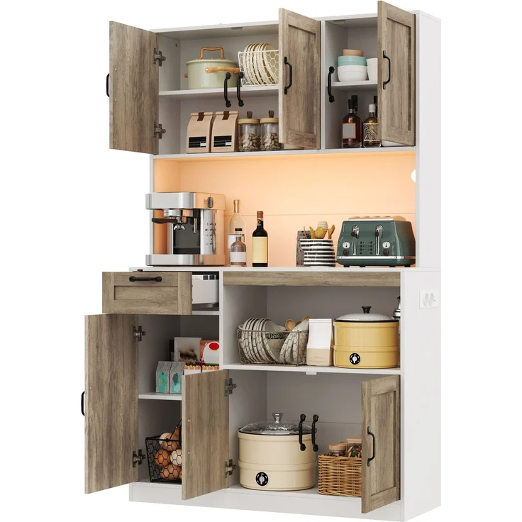 Küchenschrank 110 x 40 x 180 cm mit RGB-LED-Beleuchtung und vielseitigem Stauraum – Bild 6