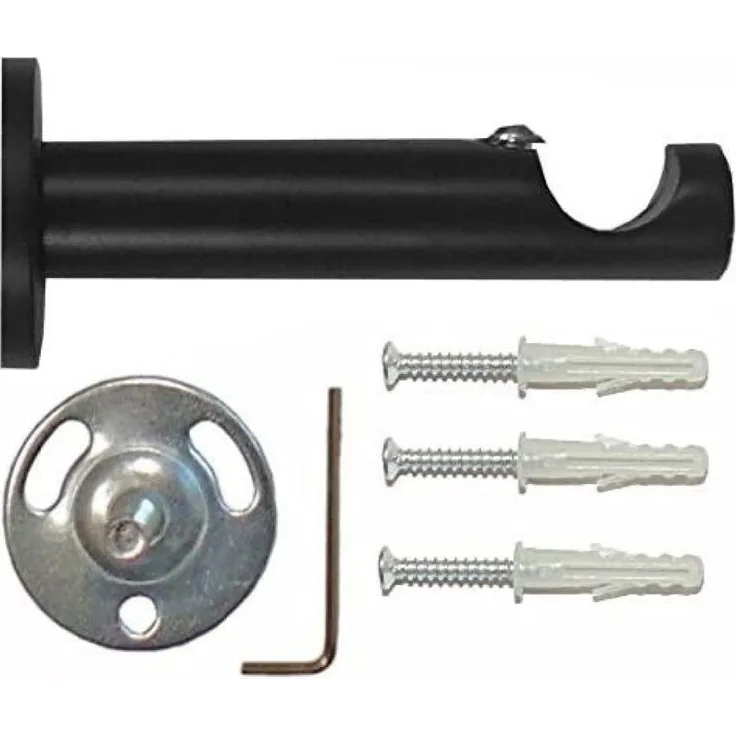 Garduna Gardinenstange Cap modern / Ø 16mm / Edelstahl-Optik / Messing-Antik / Schwarz, 1-läufig, gebohrt, Metall