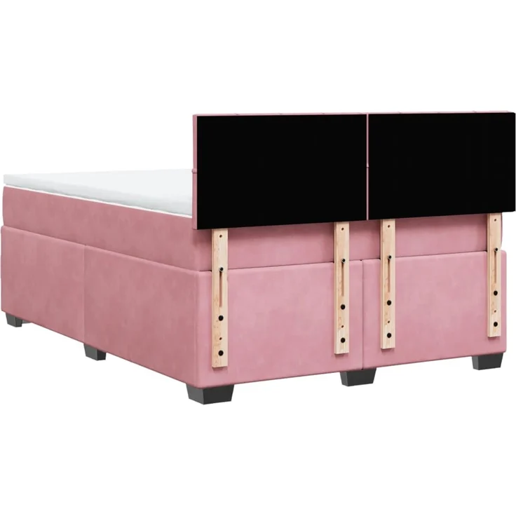 vidaXL Boxspringbett mit Matratze Rosa 140x190 cm Samt 3286311 – Bild 10