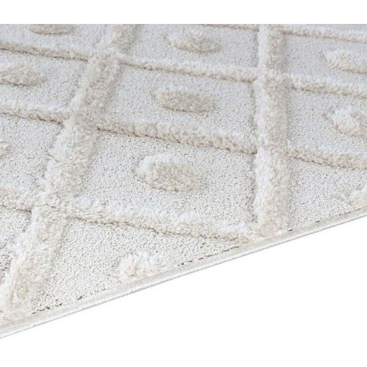 TaraCarpet Designteppich Designerteppich Tokio hoch-tief Struktur Rauten uni, rechteckig, Höhe: 20 mm, moderner scandi BOHO weiß Wohnzimmer Schlafzimmer Flur 120x170 cm – Bild 4