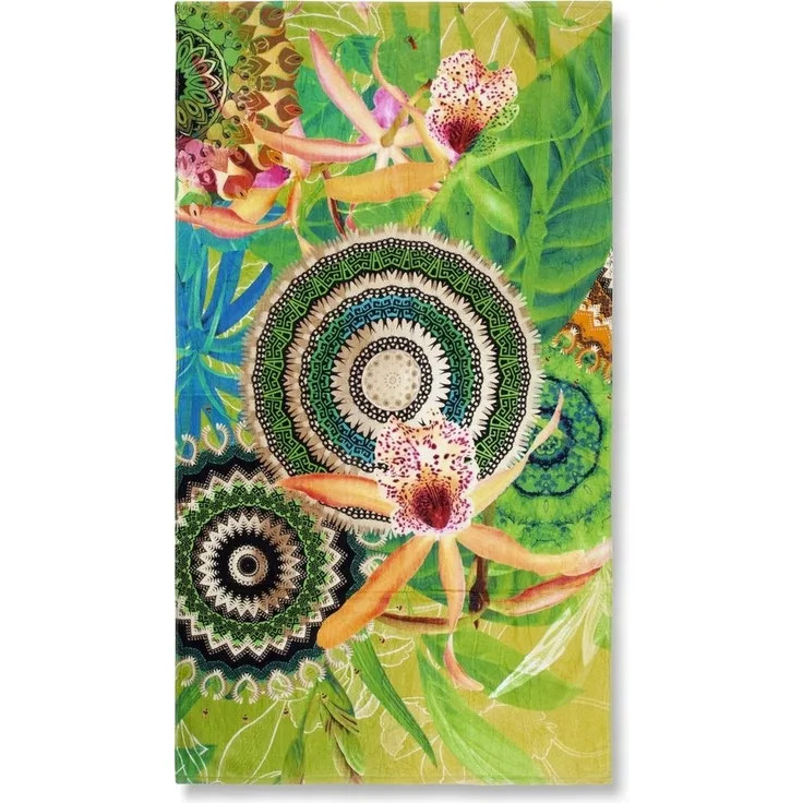 hip Strandtuch Yissa, Frotteevelours (1-St), Baumwolle, Velours, 100x180, Weich, Strand, Erwachsen, Mandala, Grün