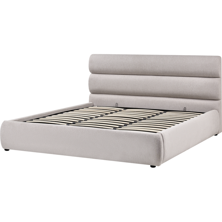 Bett mit Stauraum Kunstleinen BONIFACIO 180x200 cm Grau – Bild 4