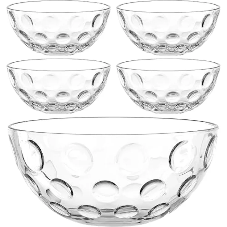 LEONARDO Schale Schalen-Set CUCINA OPTIC, 5er Set, 4x Ø 10 cm & 1x Ø 21,5 cm, Glas, (Set, 5-tlg), Spülmaschinengeeignet – Bild 1
