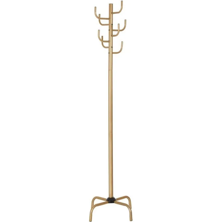 IDIMEX Kleiderständer Kaktus, praktischer Garderobenständer aus Metall in Gold, schöne Standgarderobe mit 8 Haken