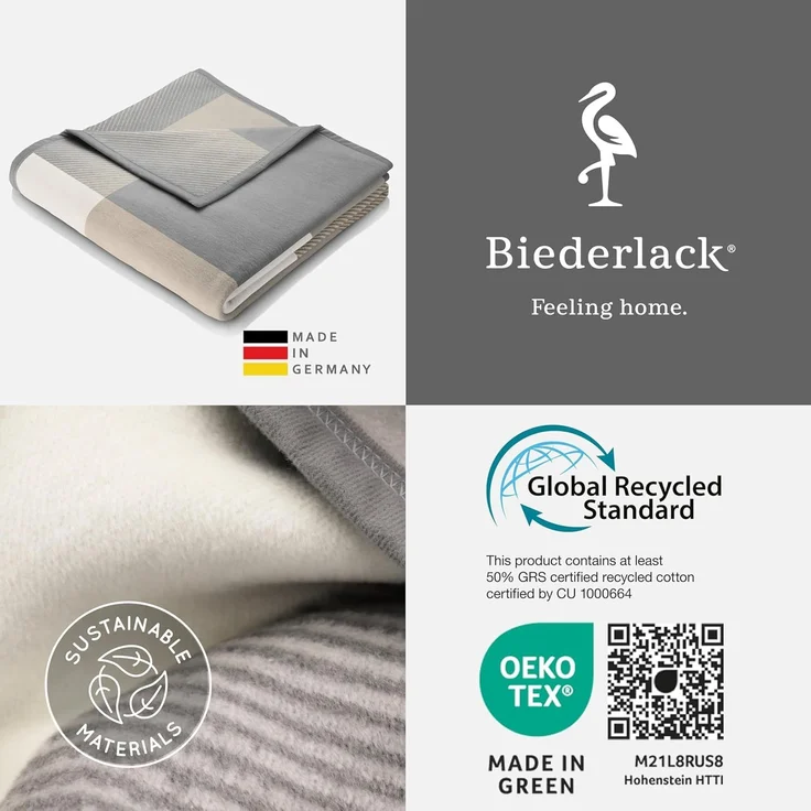 Wohndecke Across beige XXL, karierte Sofadecke in 220x240, Decke in Übergröße, Biederlack, Made in Germany – Bild 7