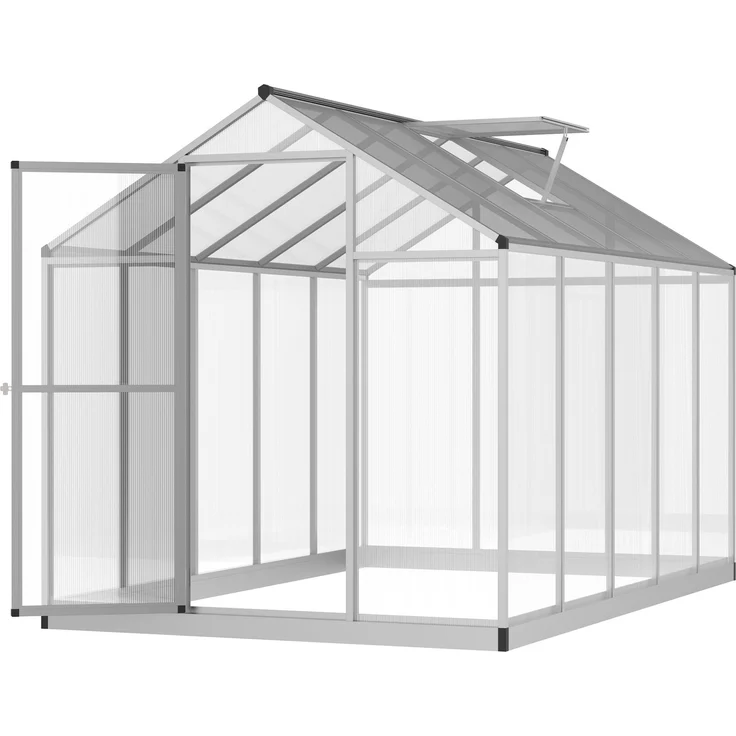 Wohnora-Gewächshaus aus Aluminium und Polycarbonat (3 x 2 m), 5,5 m², Fundament, Oberlicht, Türriegel,H 1950cm x T 1780cm x B 1830cm,Transparent – Bild 3