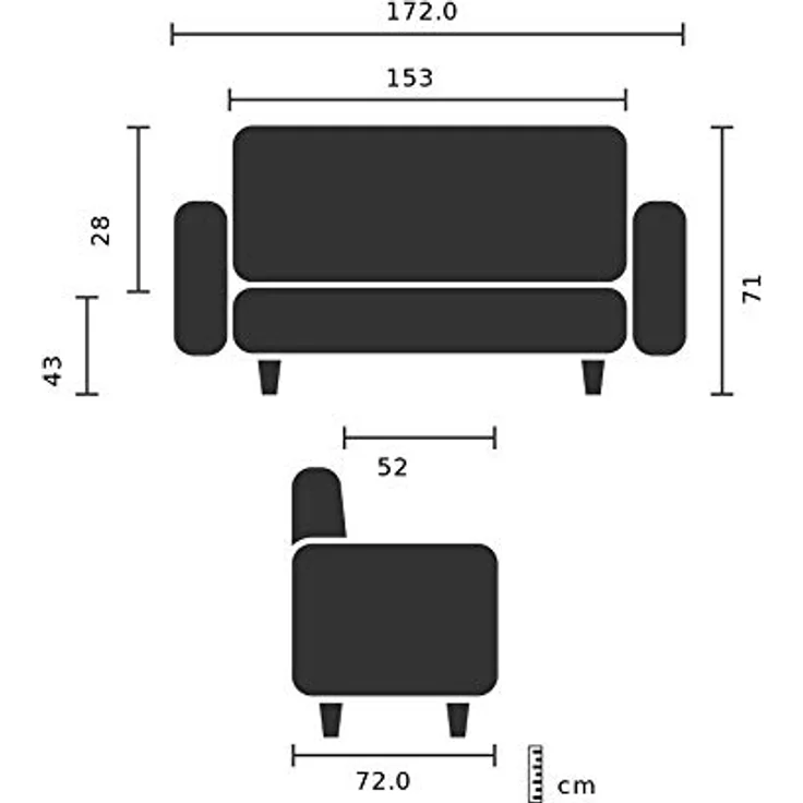 MID.YOU 3-Sitzer-Sofa Dunkelgrau, Textil, 172x71x72 cm, Rücken echt, max. Belastbarkeit 350 kg – Bild 4