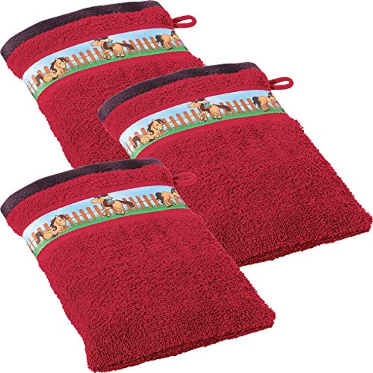 Erwin Müller Waschhandschuh Kinder-Waschhandschuh 3er-Pack, (3-St), Walk-Frottier Uni – Bild 2