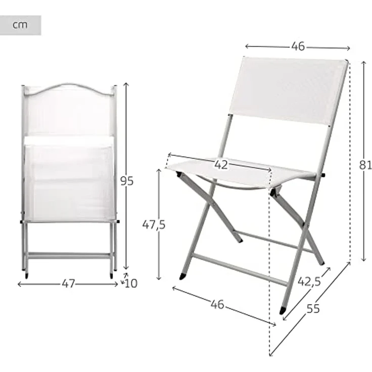 Aktive 61109 – Weißer klappbarer Gartenstuhl, Maße 46 x 55 x 81 cm, strapazierfähiges Textilene-Gewebe, max. Gewicht 1500g. Unterstützt 110kg, Weiße Klappstühle, Klappstühle für den Außenbereich – Bild 3