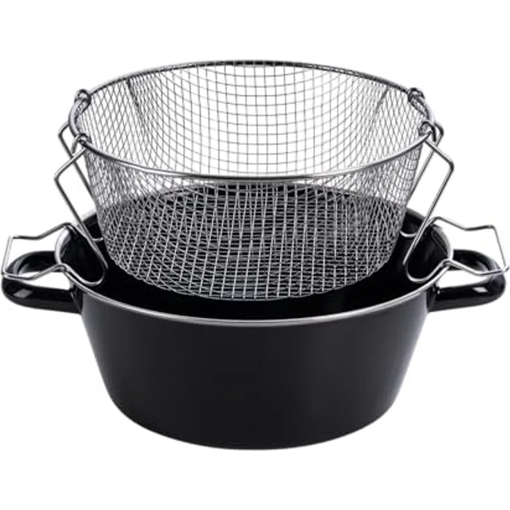 Riess Schwarzemaille Pommes Frites Pfanne mit Einsatz 26 cm