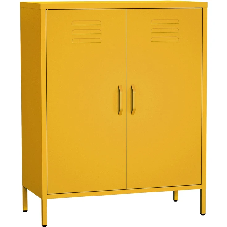 skølm 'Atria' Metallkommode, senfgelb, 100x38x80 cm, Metallschrank mit 3 Fächern – Bild 2