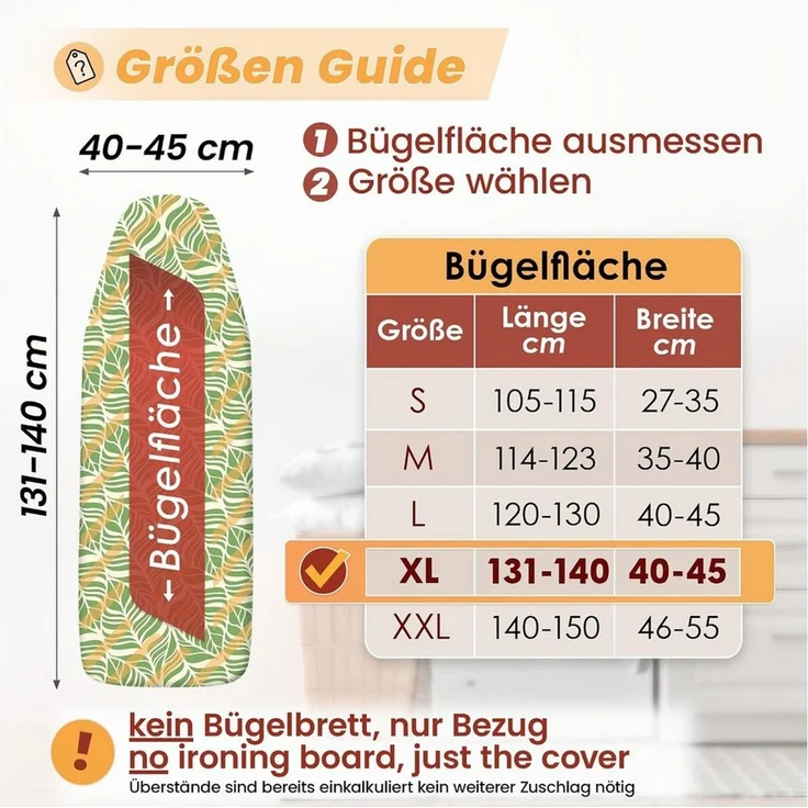 Arteneur Bügelbrettbezug, Made in Germany, OEKOTEX100, Zubehör für alle Bügeltische dank 5 Größen, Vergleichssieger, Hitzereflektierend, Gummizug – Bild 2