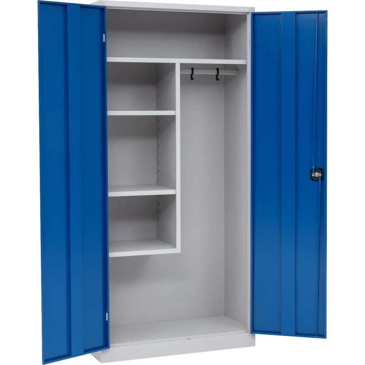 Putzmittelschrank, 92 x 195 x 42 cm, grau/blau – Bild 2