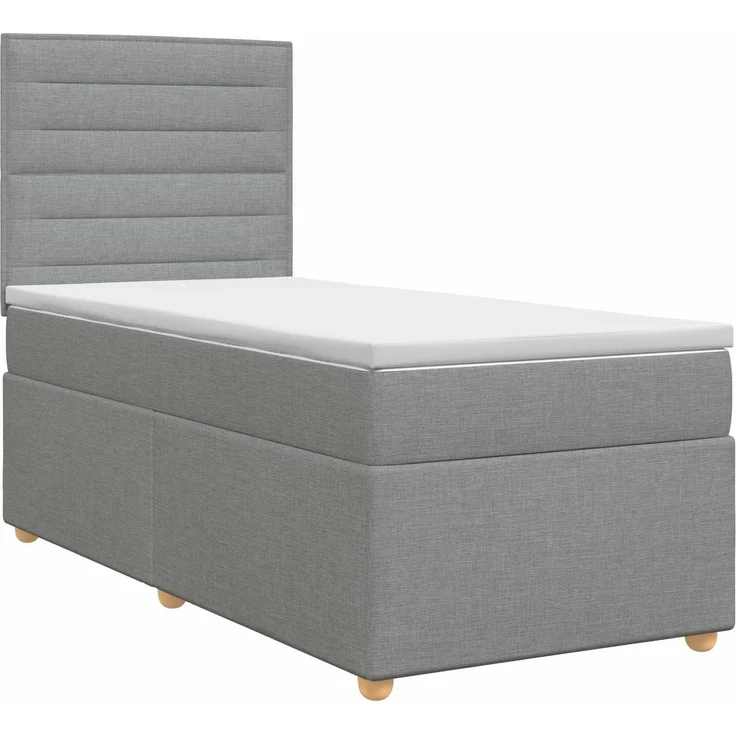 vidaXL Boxspringbett mit Matratze Hellgrau 90 x 190 cm Stoff 3453767 – Bild 2