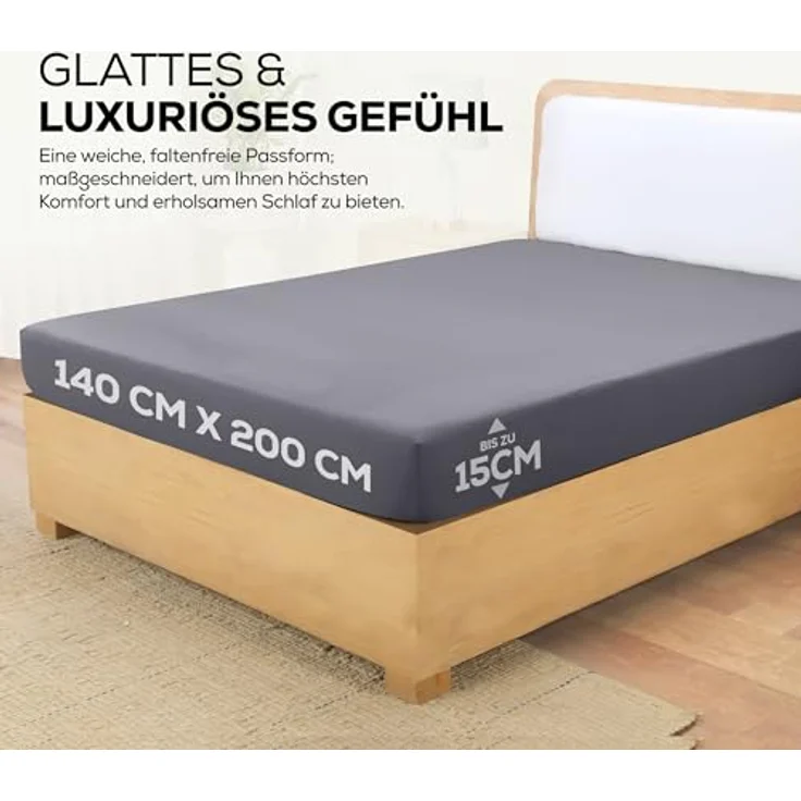 Utopia Bedding - Topper Spannbettlaken 140x200cm - Grau - Oeko-Tex Zertifiziertes Gebürstete Polyester-Mikrofaser Spannbetttuch - 15 cm Tiefe Tasche – Bild 2