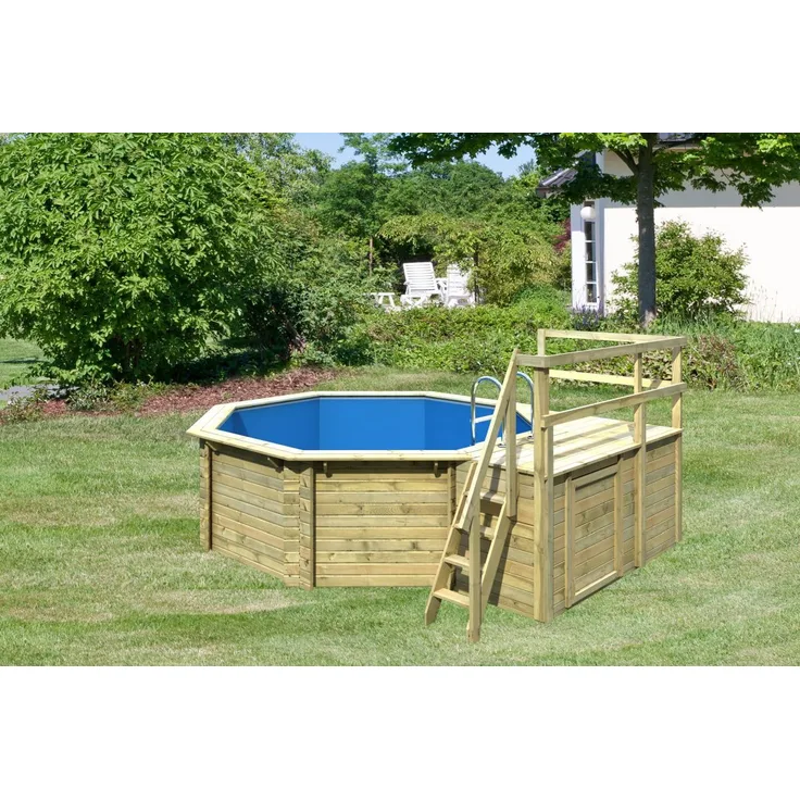 Karibu Pool Modell 1C Classic 400x480 cm, Holz kdi, Set mit Filter +Skimmer