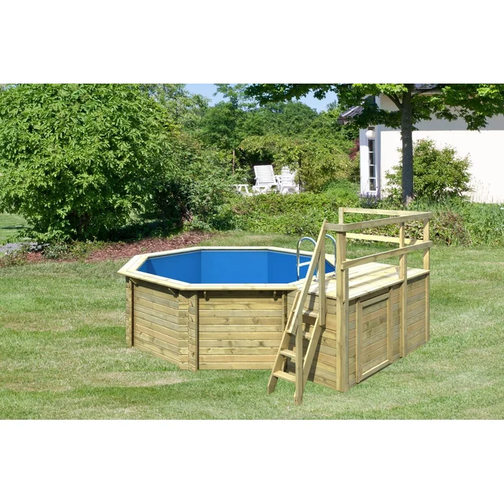 Karibu Pool Modell 1C Classic 400x480 cm, Holz kdi, Set mit Filter +Skimmer
