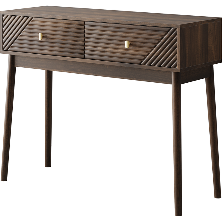 Schreibtisch mit 2 Schubladen und Ablagefläche, 100x35x80 cm, Walnussfarben – Bild 8